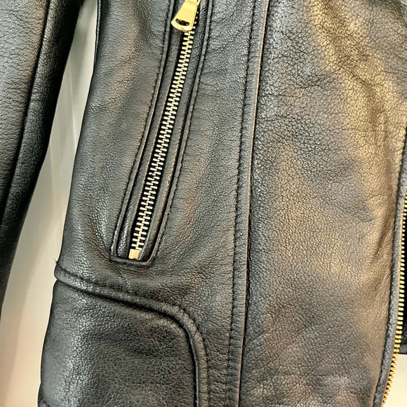 Women’s Black Leather Moda Show Biker Jacket Small - Picture 6 of 9